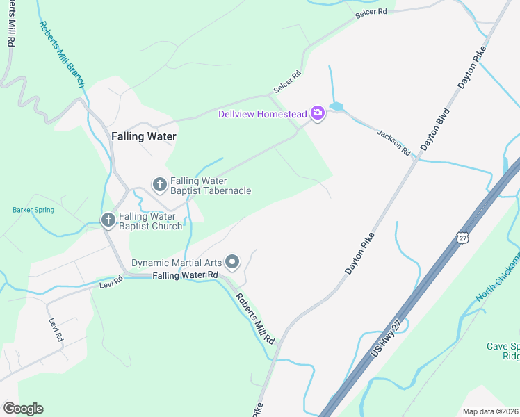 map of restaurants, bars, coffee shops, grocery stores, and more near 315 Roberts Mill Road in Soddy-Daisy