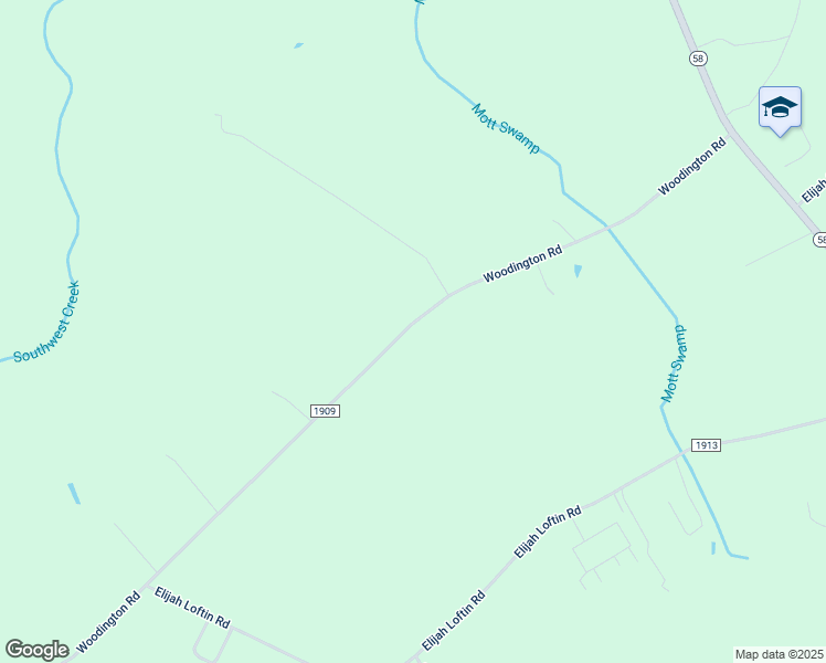 map of restaurants, bars, coffee shops, grocery stores, and more near 1799 Woodington Road in Kinston
