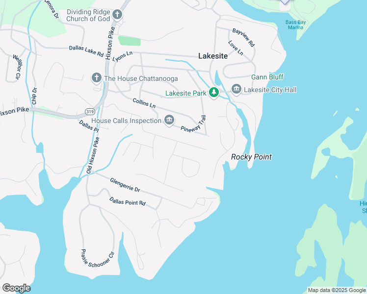 map of restaurants, bars, coffee shops, grocery stores, and more near 2318 Chimney Hills Drive in Soddy-Daisy