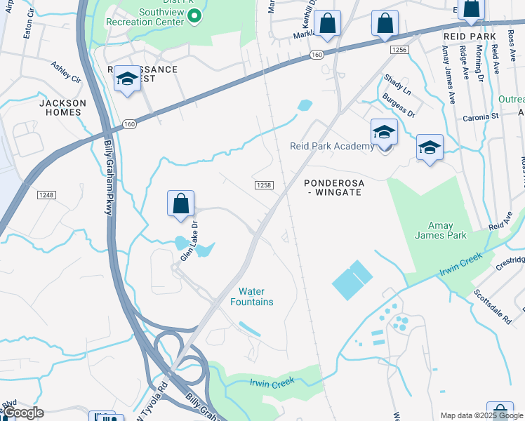 map of restaurants, bars, coffee shops, grocery stores, and more near 3900 West Tyvola Road in Charlotte