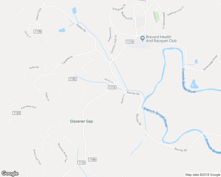 map of restaurants, bars, coffee shops, grocery stores, and more near 1145 South Country Club Road in Brevard