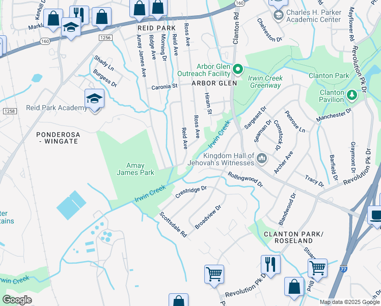 map of restaurants, bars, coffee shops, grocery stores, and more near 3742 Sargeant Drive in Charlotte