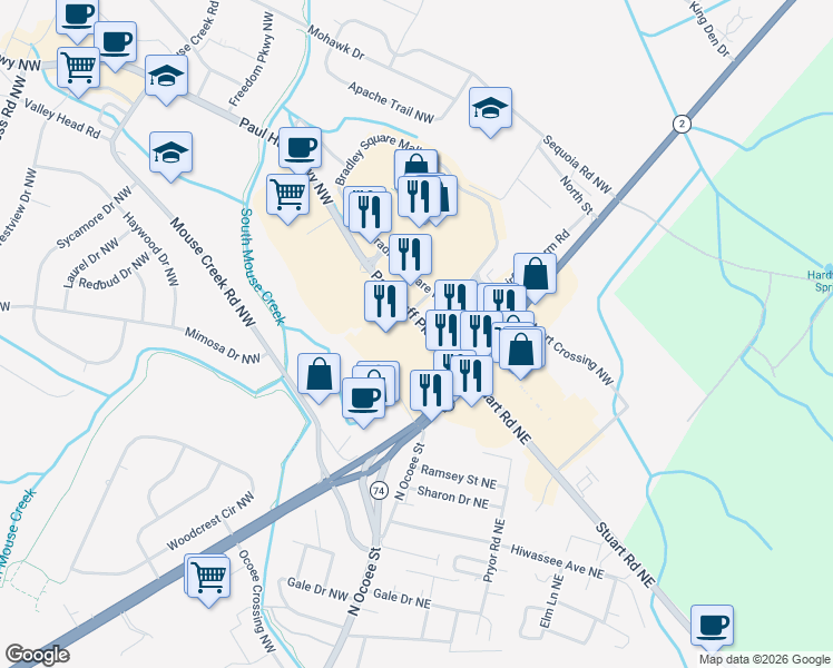 map of restaurants, bars, coffee shops, grocery stores, and more near in Cleveland