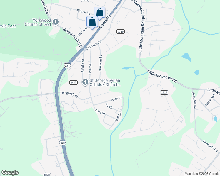 map of restaurants, bars, coffee shops, grocery stores, and more near 508 Telegraph Drive in Gastonia