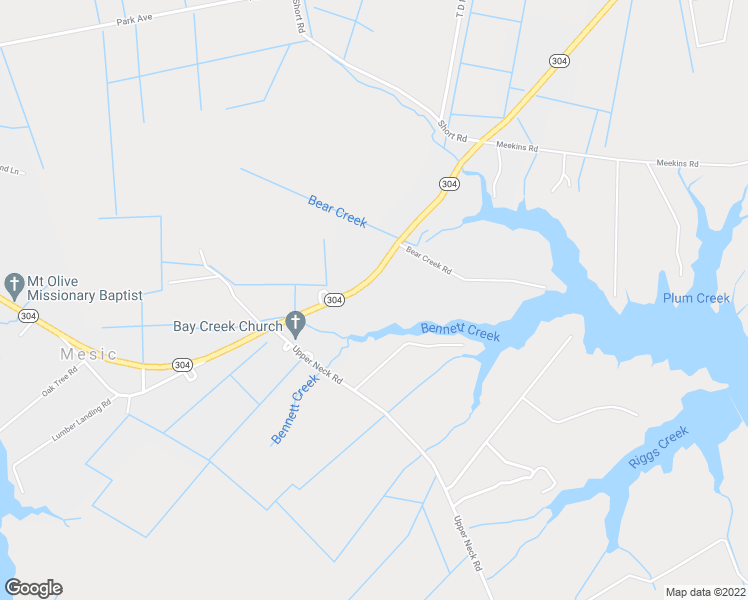 map of restaurants, bars, coffee shops, grocery stores, and more near North Carolina 304 in Bayboro
