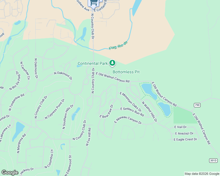 map of restaurants, bars, coffee shops, grocery stores, and more near 2600 Valley View Drive in Flagstaff