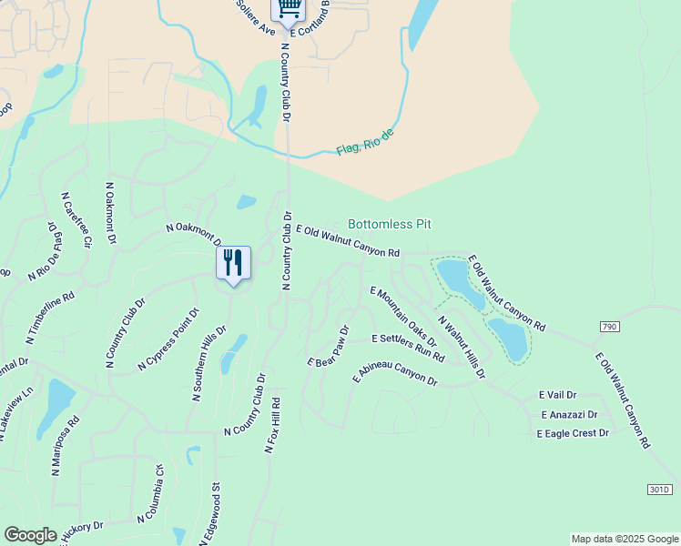map of restaurants, bars, coffee shops, grocery stores, and more near 2650 Valley View Drive in Flagstaff