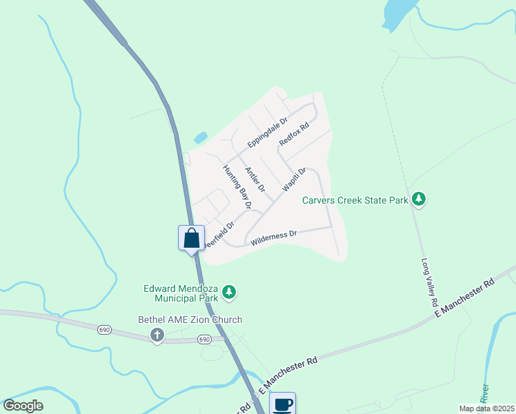 map of restaurants, bars, coffee shops, grocery stores, and more near 129 Deerfield Drive in Spring Lake