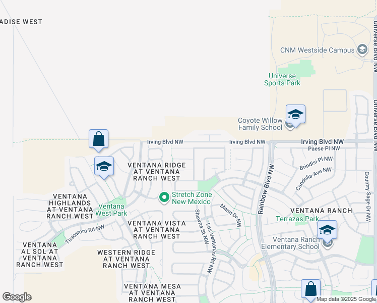 map of restaurants, bars, coffee shops, grocery stores, and more near 7608 Snowy Egret Court Northwest in Albuquerque