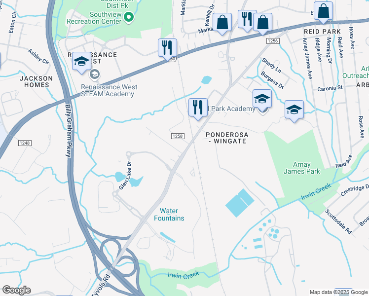map of restaurants, bars, coffee shops, grocery stores, and more near 3929 West Tyvola Road in Charlotte