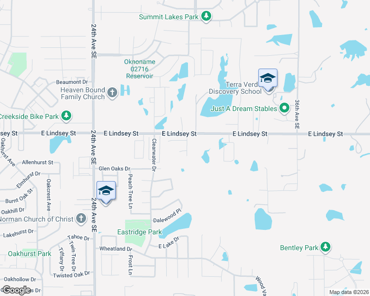 map of restaurants, bars, coffee shops, grocery stores, and more near 2926-2986 E Lindsey St in Norman