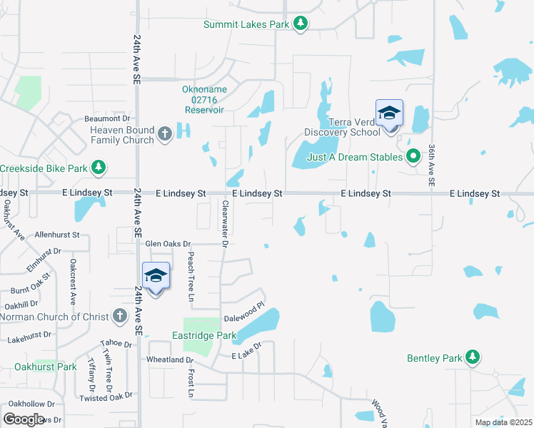 map of restaurants, bars, coffee shops, grocery stores, and more near 2926-2986 E Lindsey St in Norman