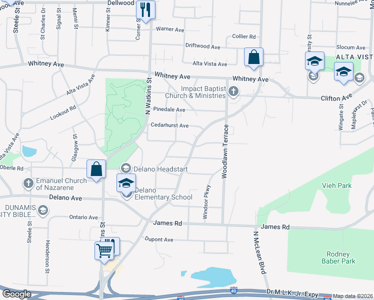 map of restaurants, bars, coffee shops, grocery stores, and more near 2861 Overton Crossing Street in Memphis