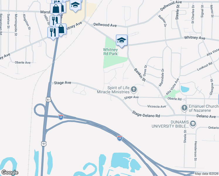 map of restaurants, bars, coffee shops, grocery stores, and more near 1116 Finch Drive in Memphis
