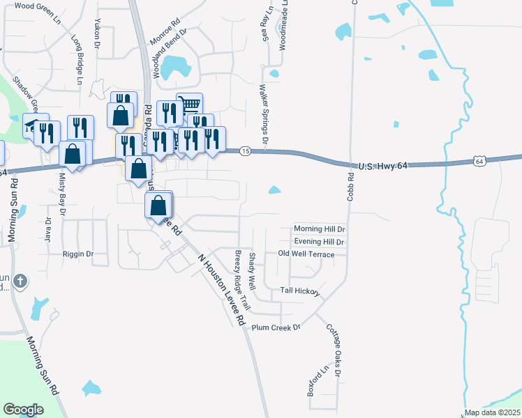 map of restaurants, bars, coffee shops, grocery stores, and more near 10110 Cameron Ridge TR in Memphis
