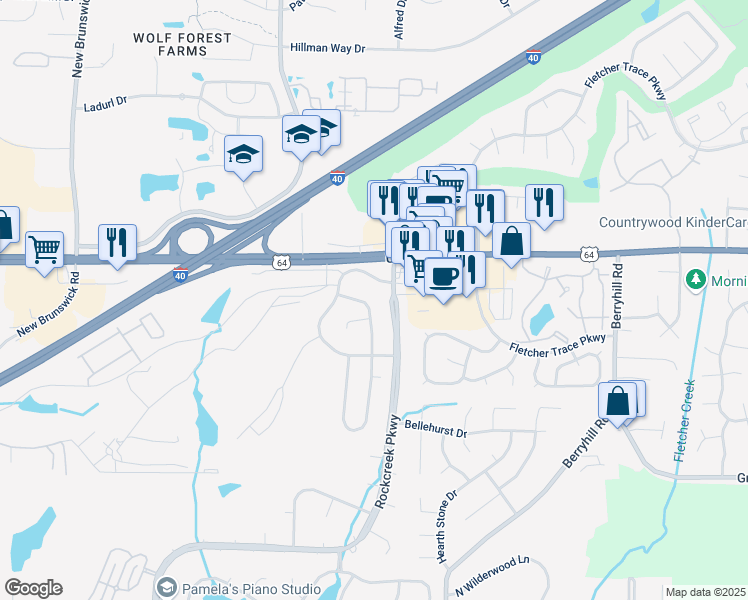 map of restaurants, bars, coffee shops, grocery stores, and more near 2826 Lanthorn Drive in Memphis