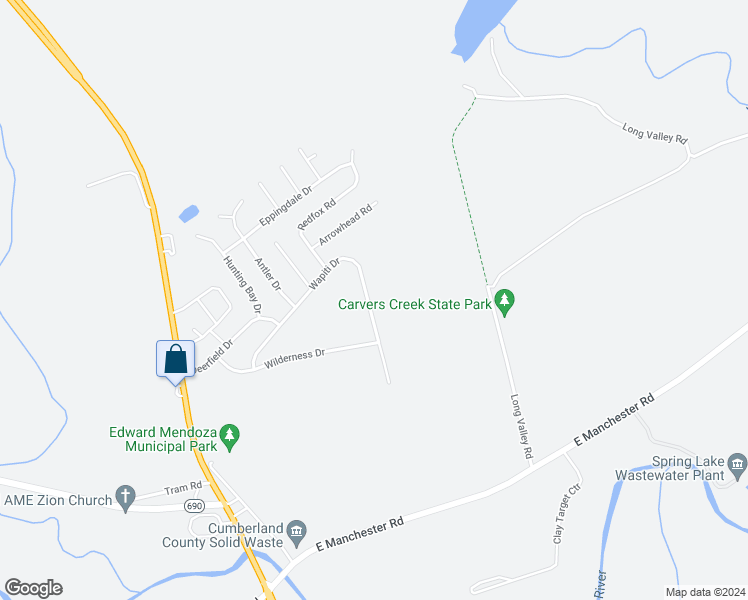 map of restaurants, bars, coffee shops, grocery stores, and more near 417 Wapiti Drive in Spring Lake