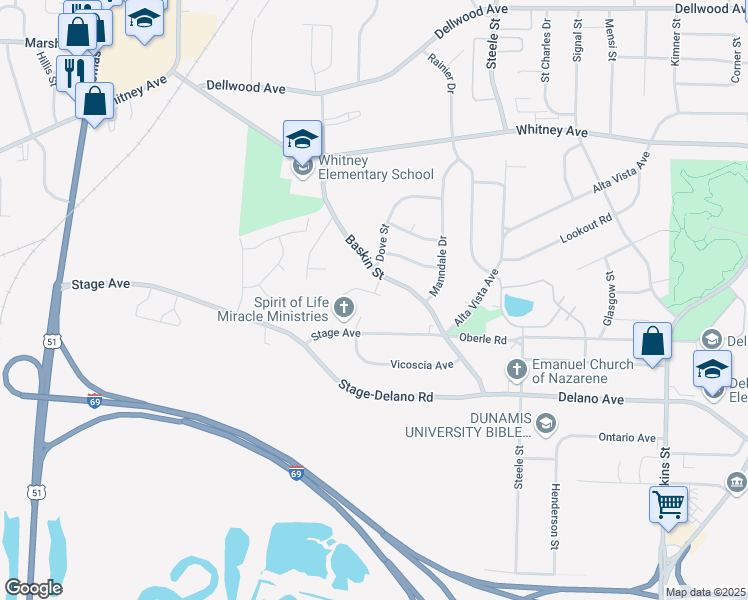 map of restaurants, bars, coffee shops, grocery stores, and more near 1315 Halcomb Lane in Memphis