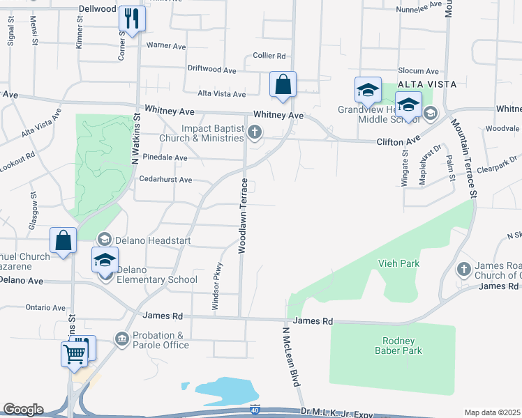 map of restaurants, bars, coffee shops, grocery stores, and more near 2046 Portland Avenue in Memphis