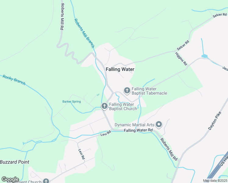 map of restaurants, bars, coffee shops, grocery stores, and more near 701 Roberts Mill Road in Falling Water