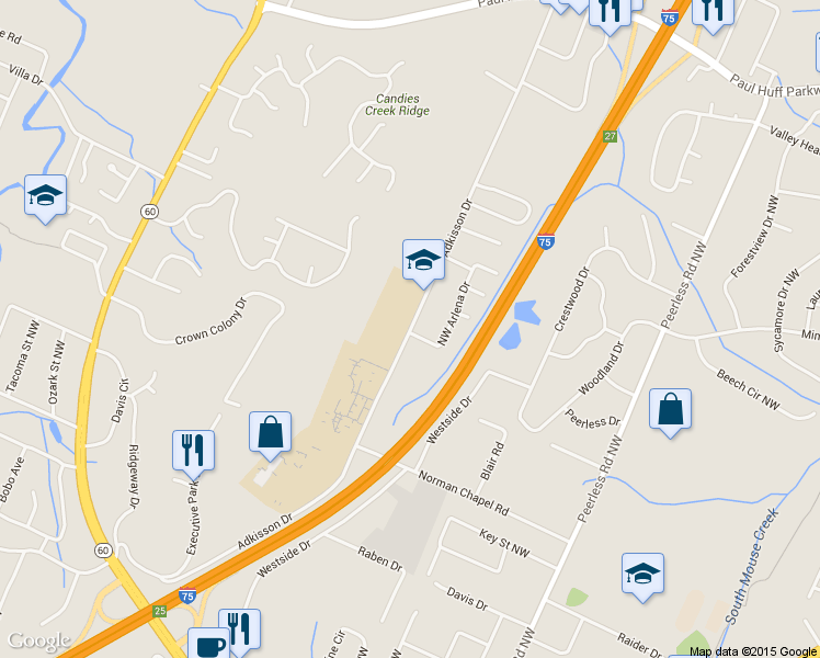 map of restaurants, bars, coffee shops, grocery stores, and more near 3009 Adkisson Drive Northwest in Cleveland