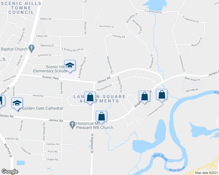 map of restaurants, bars, coffee shops, grocery stores, and more near 36592 Northcliffe Drive in Memphis