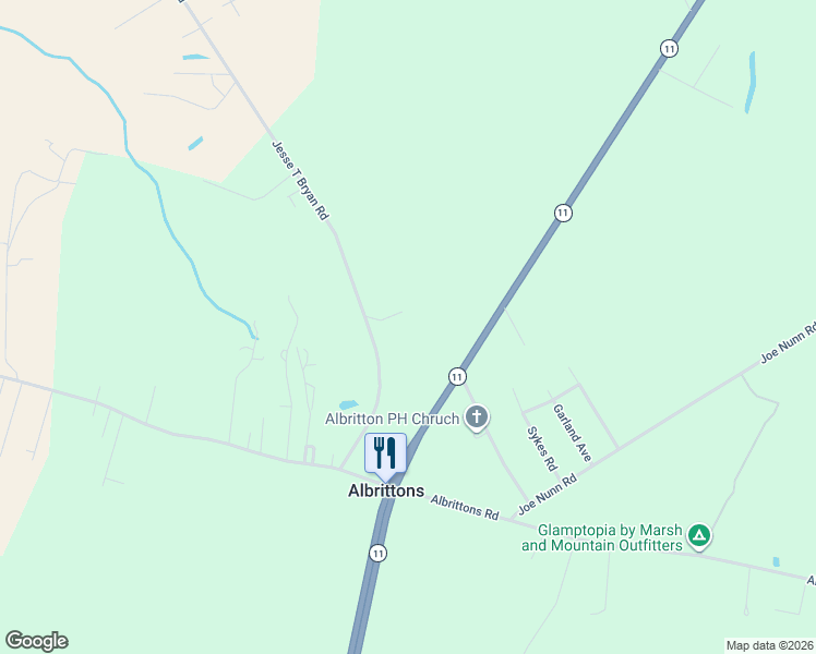 map of restaurants, bars, coffee shops, grocery stores, and more near 1215 Johna Brooke Lane in Kinston