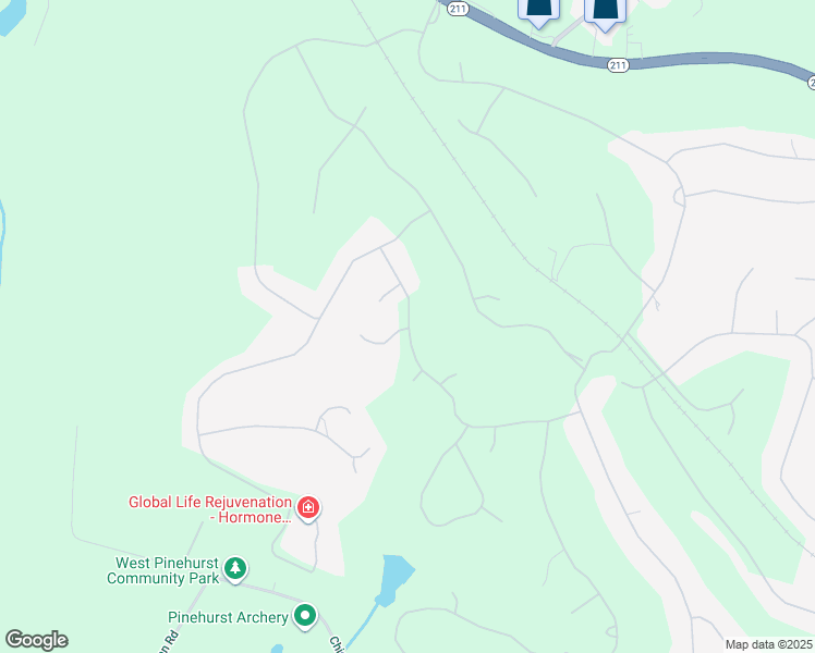 map of restaurants, bars, coffee shops, grocery stores, and more near 9 Barons Drive in Pinehurst