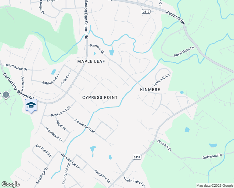 map of restaurants, bars, coffee shops, grocery stores, and more near 3800 Tea Olive Drive in Gastonia