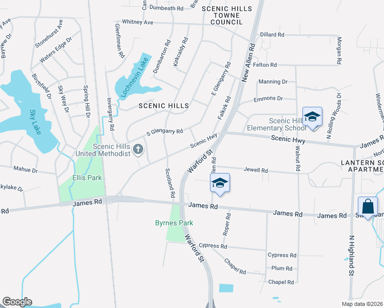 map of restaurants, bars, coffee shops, grocery stores, and more near 3161 Scenic Highway in Memphis