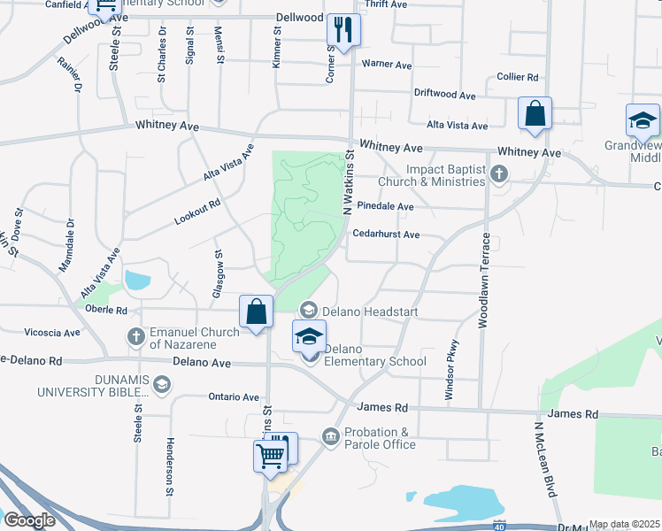 map of restaurants, bars, coffee shops, grocery stores, and more near 2848 Green Terrace Drive in Memphis