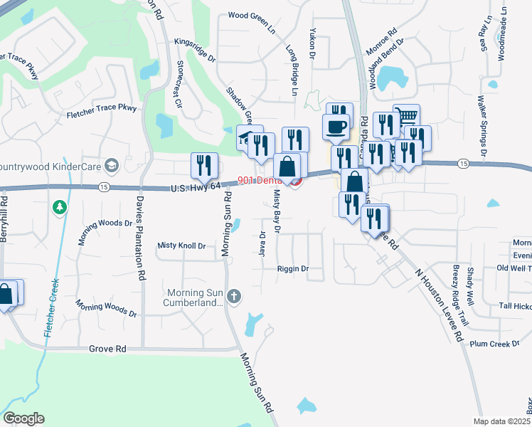 map of restaurants, bars, coffee shops, grocery stores, and more near 9724 Tributary Lane in Arlington