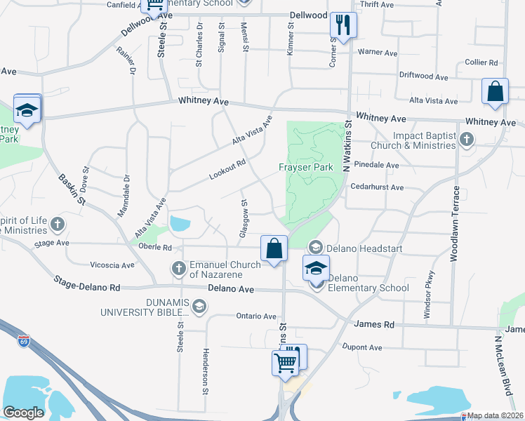 map of restaurants, bars, coffee shops, grocery stores, and more near 1640 Portland Avenue in Memphis
