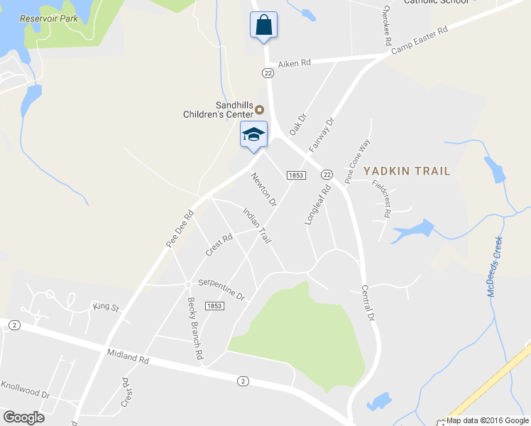 map of restaurants, bars, coffee shops, grocery stores, and more near 520 Fairway Drive in Southern Pines