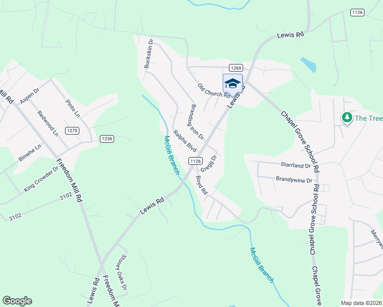 map of restaurants, bars, coffee shops, grocery stores, and more near 505 Ralphs Boulevard in Gastonia