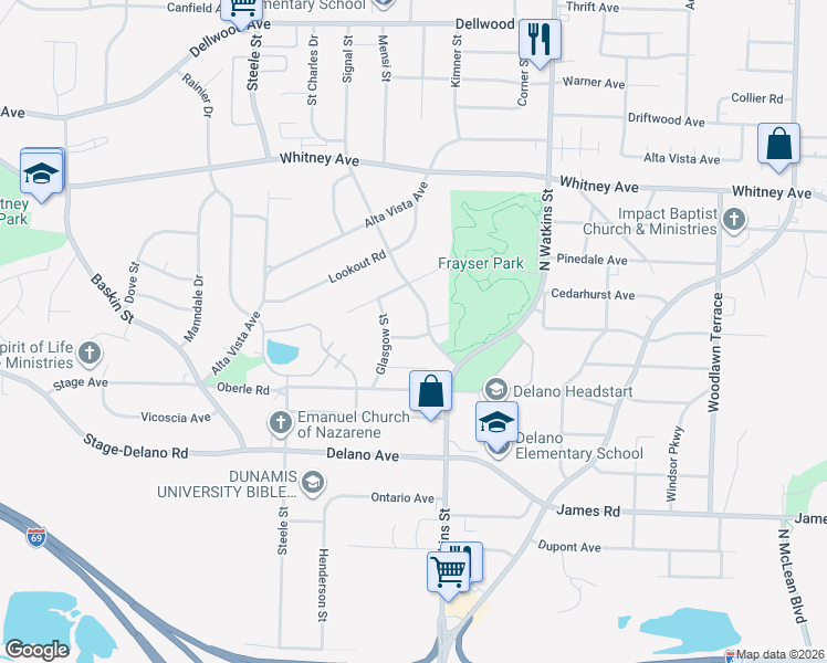 map of restaurants, bars, coffee shops, grocery stores, and more near 1640 Portland Avenue in Memphis