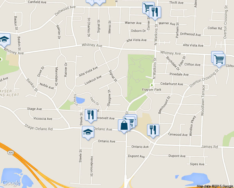 map of restaurants, bars, coffee shops, grocery stores, and more near 1640 Portland Avenue in Memphis
