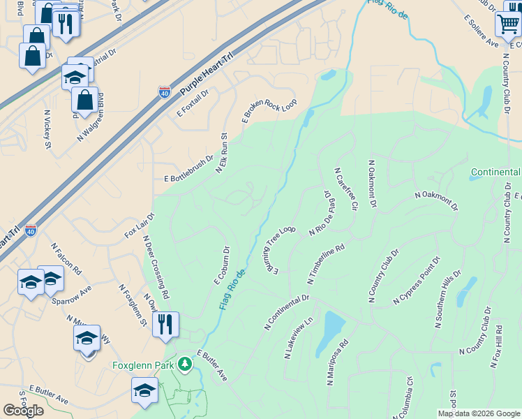 map of restaurants, bars, coffee shops, grocery stores, and more near 2352 North Earle Drive in Flagstaff