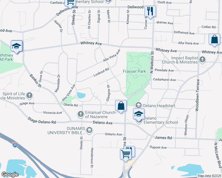map of restaurants, bars, coffee shops, grocery stores, and more near 1618 Portland Avenue in Memphis