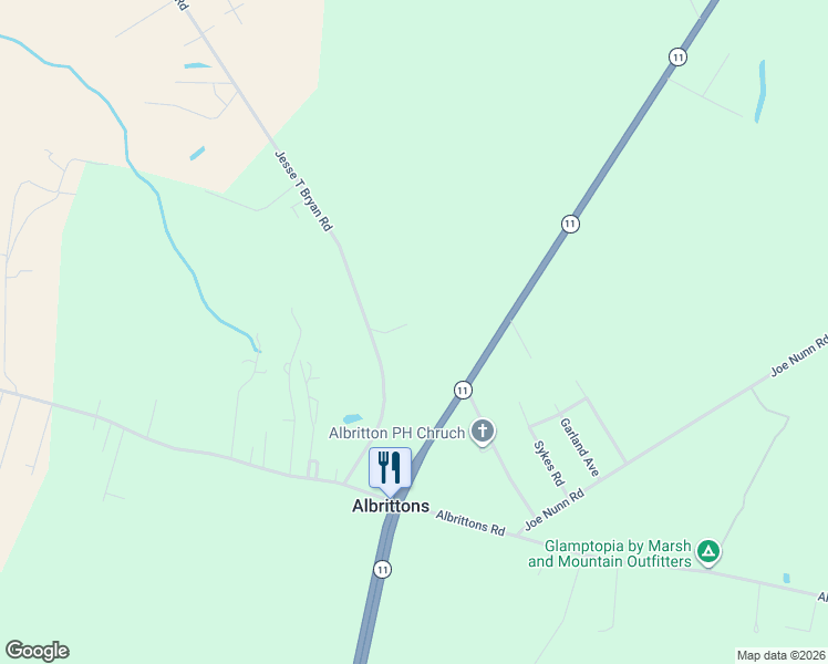 map of restaurants, bars, coffee shops, grocery stores, and more near 1215 Johna Brooke Lane in Kinston