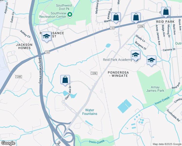 map of restaurants, bars, coffee shops, grocery stores, and more near 2413 Ellen Avenue in Charlotte