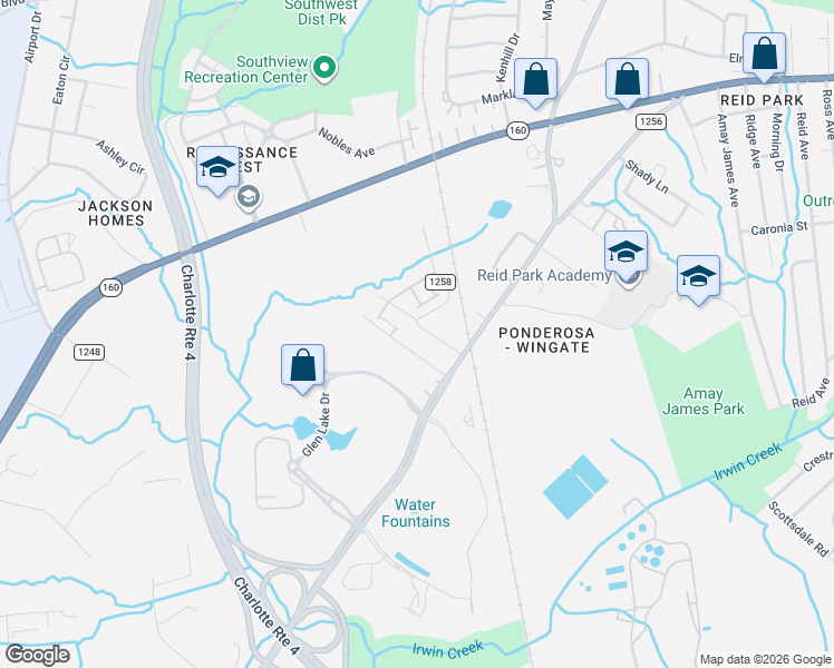 map of restaurants, bars, coffee shops, grocery stores, and more near in Charlotte