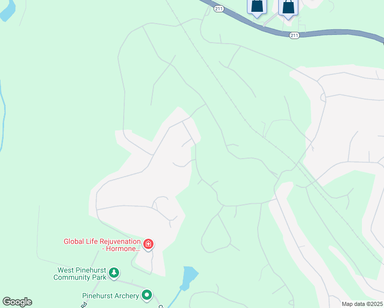 map of restaurants, bars, coffee shops, grocery stores, and more near 9 Barons Drive in Pinehurst