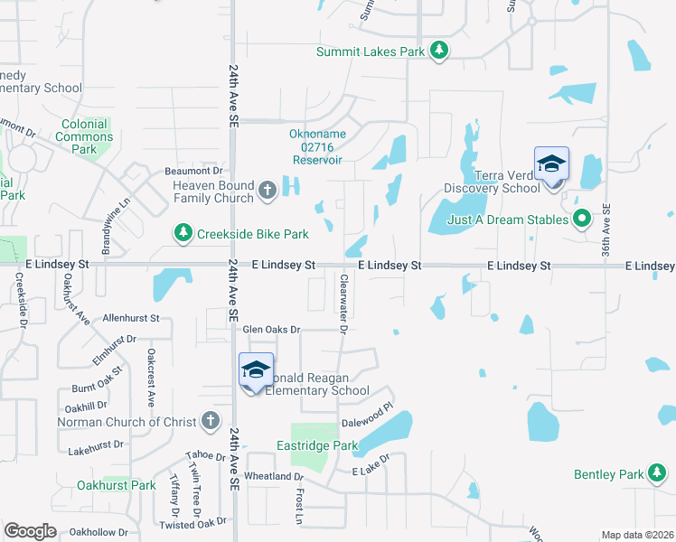 map of restaurants, bars, coffee shops, grocery stores, and more near 1200 Clearwater Dr in Norman