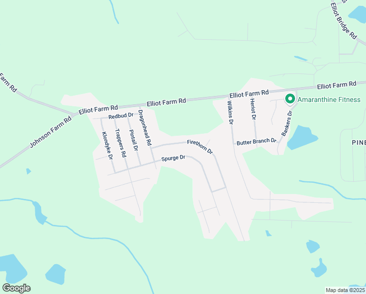 map of restaurants, bars, coffee shops, grocery stores, and more near 7675 Firethorn Drive in Fayetteville