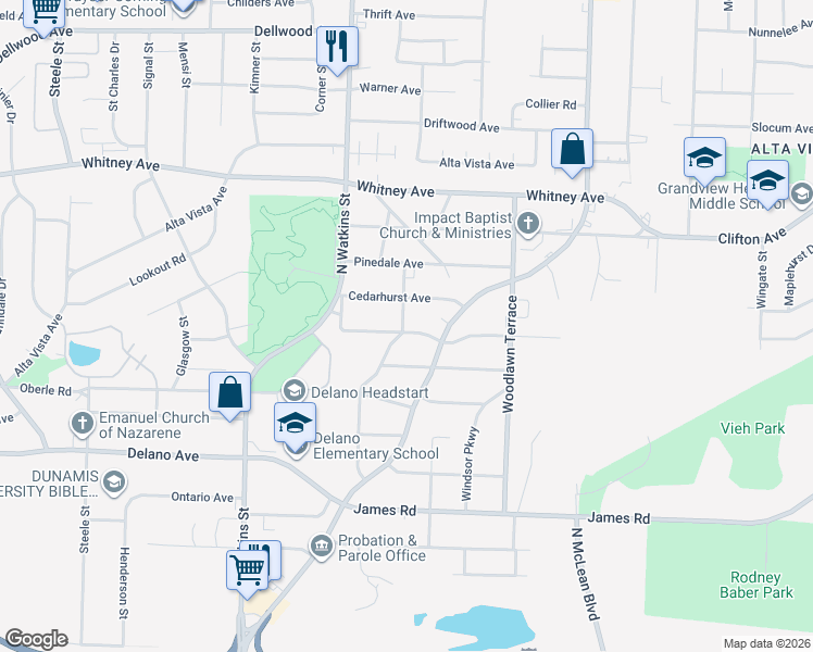 map of restaurants, bars, coffee shops, grocery stores, and more near 1872 Portland Avenue in Memphis