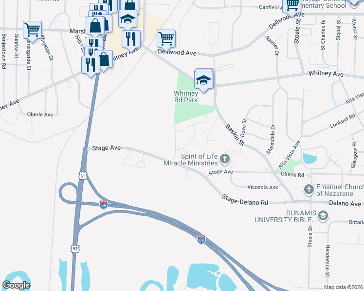 map of restaurants, bars, coffee shops, grocery stores, and more near 1116 Finch Drive in Memphis