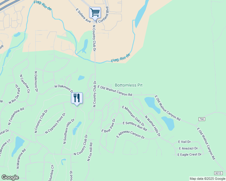 map of restaurants, bars, coffee shops, grocery stores, and more near 5819 East Old Walnut Canyon Road in Flagstaff