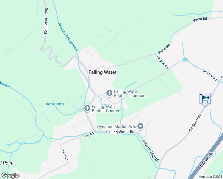 map of restaurants, bars, coffee shops, grocery stores, and more near 617 Jackson Road in Falling Water