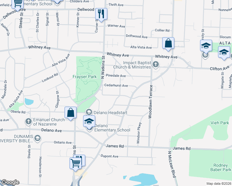 map of restaurants, bars, coffee shops, grocery stores, and more near 1872 Portland Avenue in Memphis